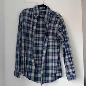 Mens: lands end blue plaid button down